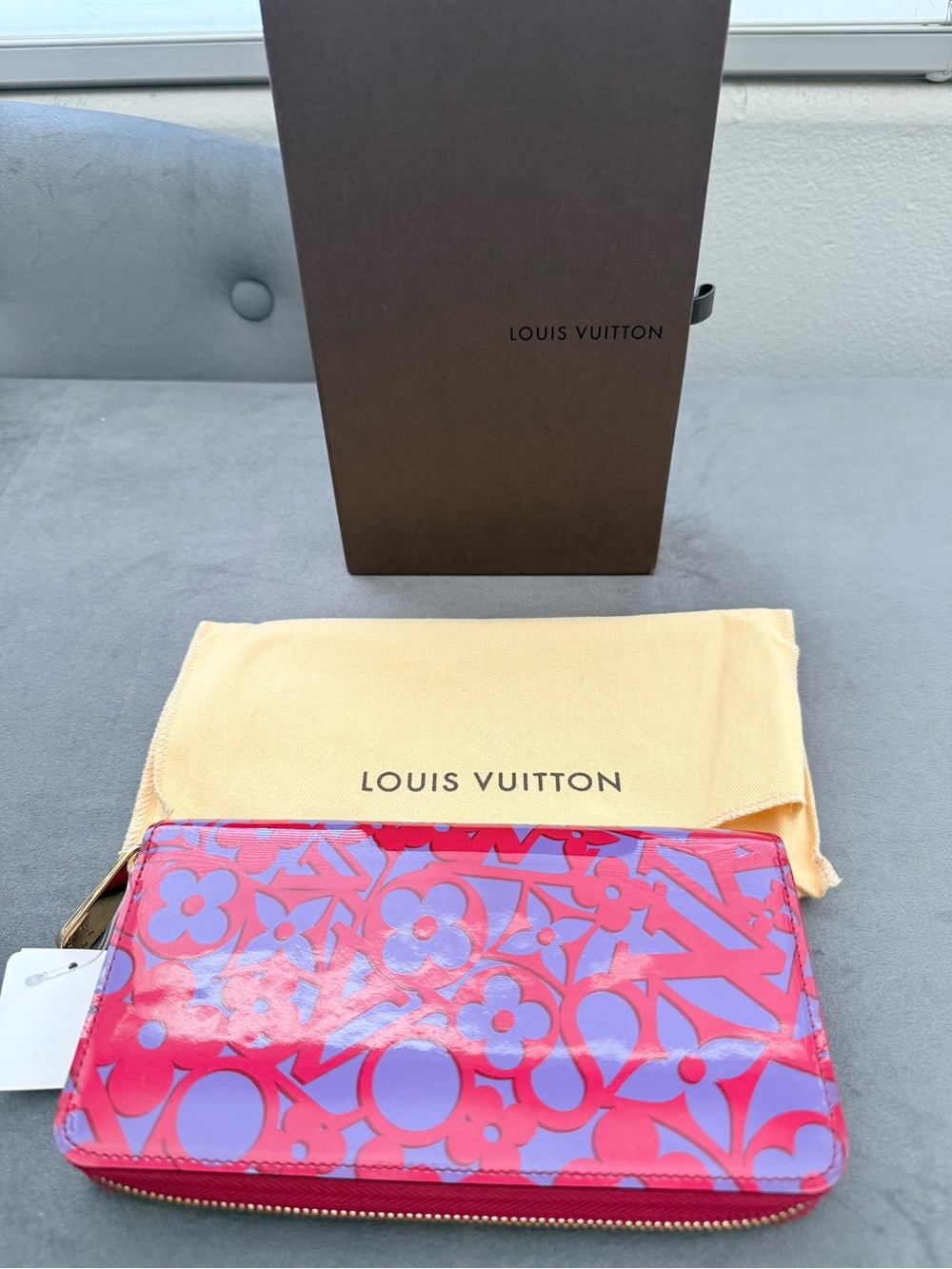 LOUIS VUITTON Limited Edition Zippy Wallet Monogram Vernis Pink Purple Full Set